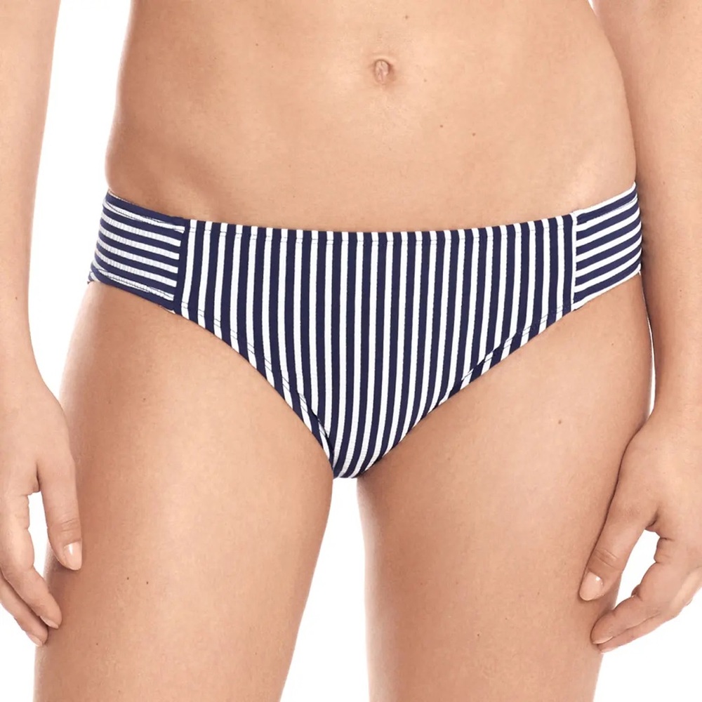 NWT Lauren Ralph Lauren Navy and White Striped Bikini Bottom Sz 6